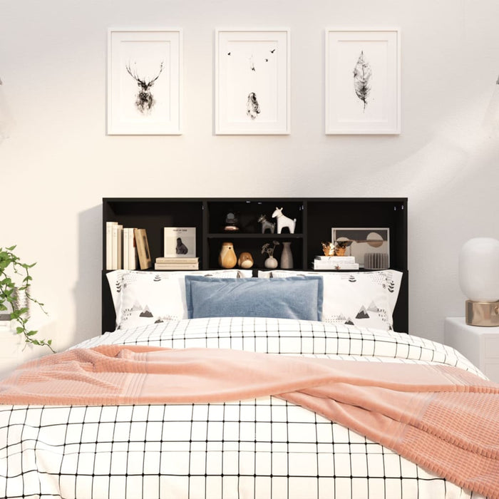 King Single Size Headboard Cabinet Black 120 Cm Noonpa