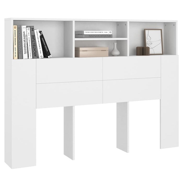 Double Size Headboard Cabinet White 140 Cm Noonlx