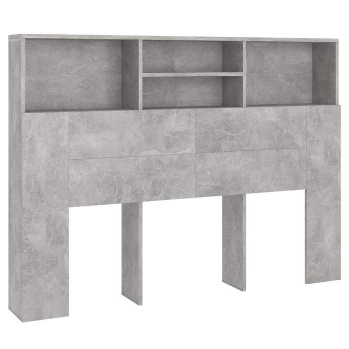 Double Size Headboard Cabinet Concrete Grey 140 Cm Noonll
