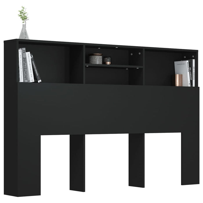 Queen Size Headboard Cabinet Black 160 Cm Noonix