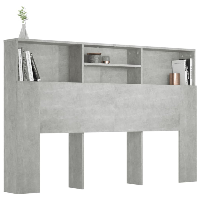 Queen Size Headboard Cabinet Concrete Grey 160X19X103.5 Cm Noonip