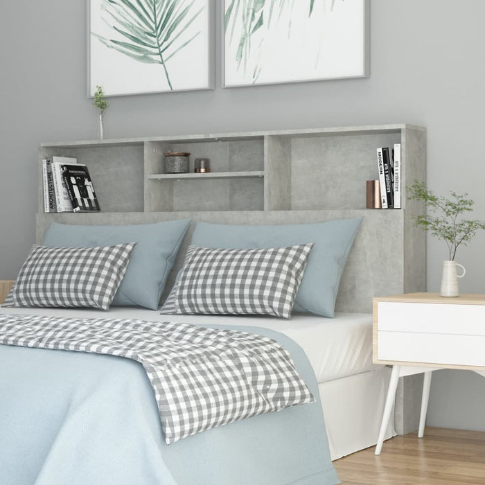 Queen Size Headboard Cabinet Concrete Grey 160X19X103.5 Cm Noonip