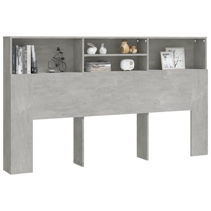 King Size Headboard Cabinet Concrete Grey 180 Cm Noonna