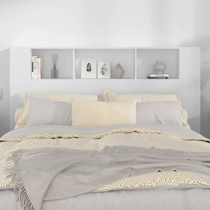 Queen Size Headboard Cabinet White 160 Cm Nookta