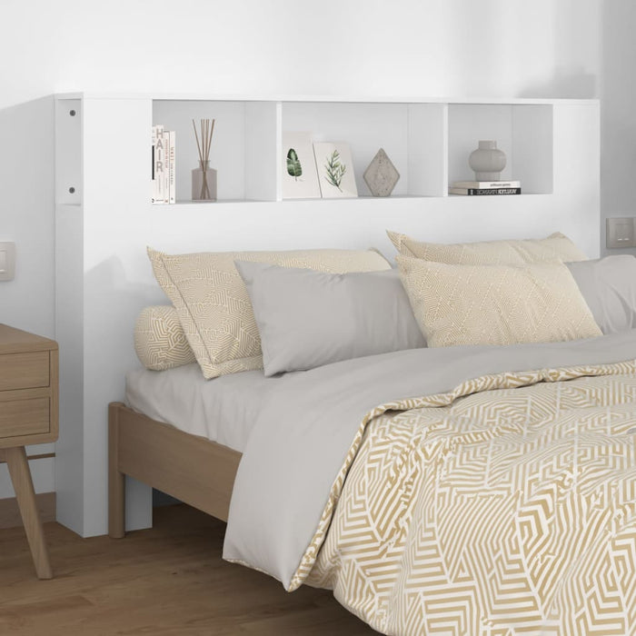 Queen Size Headboard Cabinet White 160 Cm Nookta