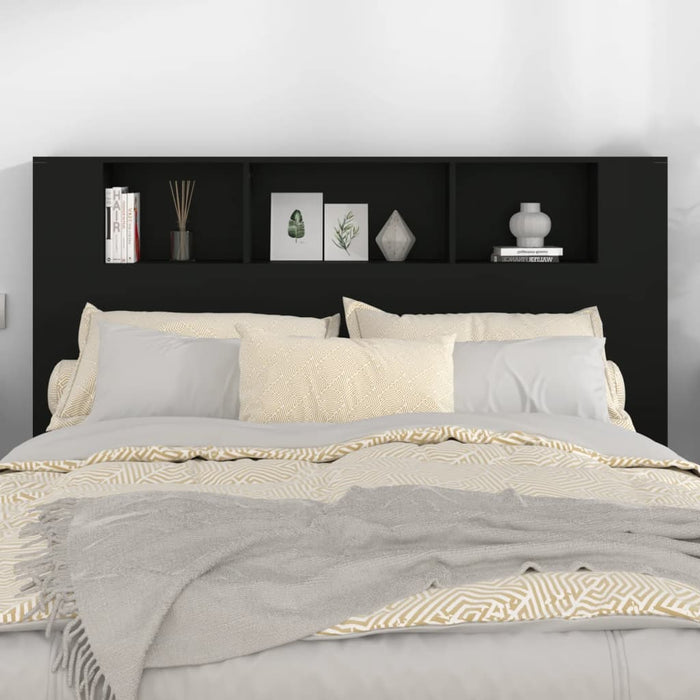 Queen Size Headboard Cabinet Black 160 Cm Nooktp