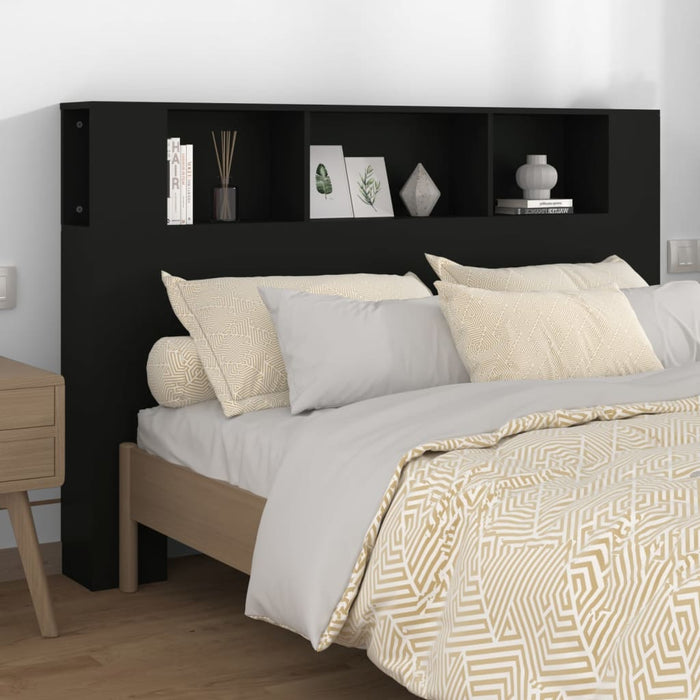 Queen Size Headboard Cabinet Black 160 Cm Nooktp