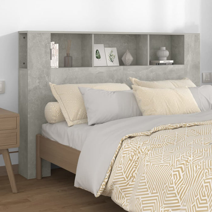 Queen Size Headboard Cabinet Concrete Grey 160 Cm Nooktn