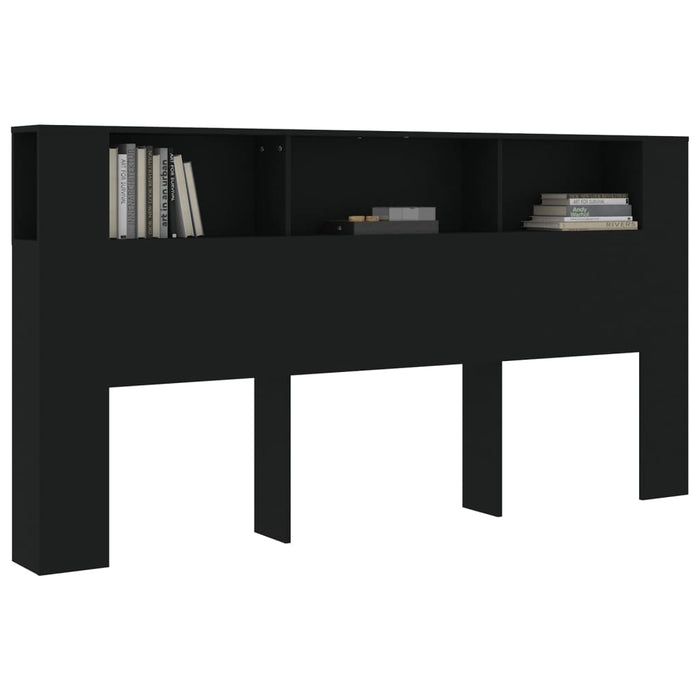 King Size Headboard Cabinet Black 200 Cm Nookpt