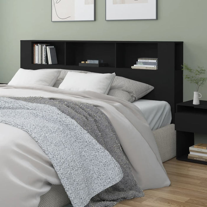King Size Headboard Cabinet Black 200 Cm Nookpt