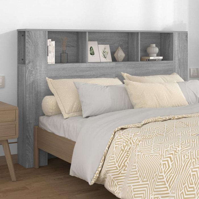 Queen Size Headboard Cabinet Grey Sonoma 160 Cm Noixia