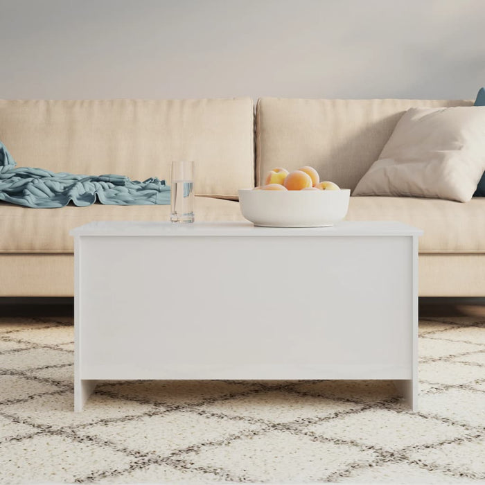 Coffee Table Glossy Look White 102X55.5X52.5 Cm Engineered Wood Nbklio