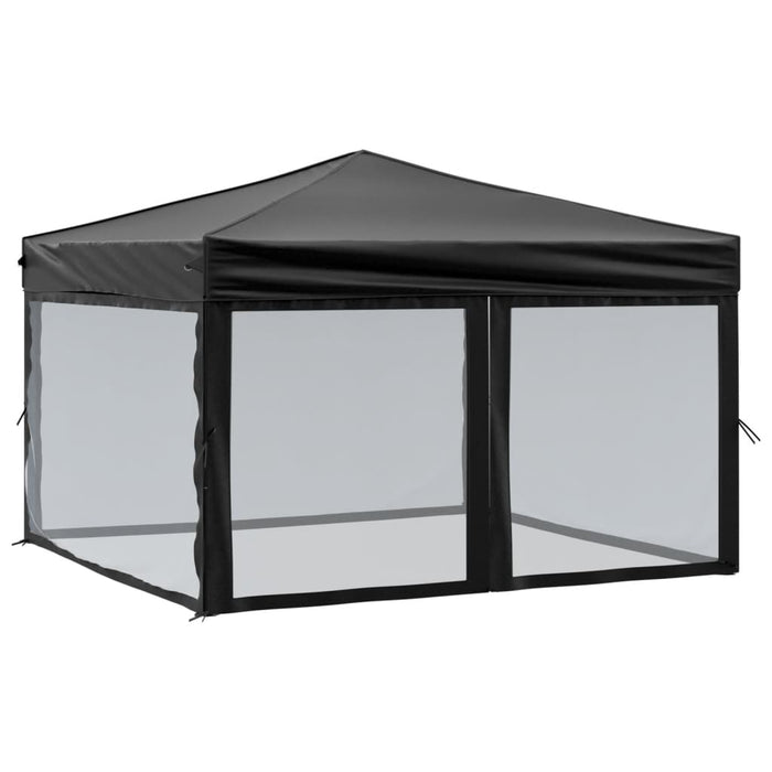 Folding Party Tent With Sidewalls Black 3X3 M Ktptx
