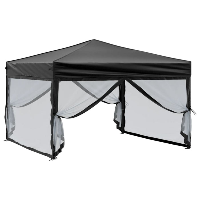 Folding Party Tent With Sidewalls Black 3X3 M Ktptx