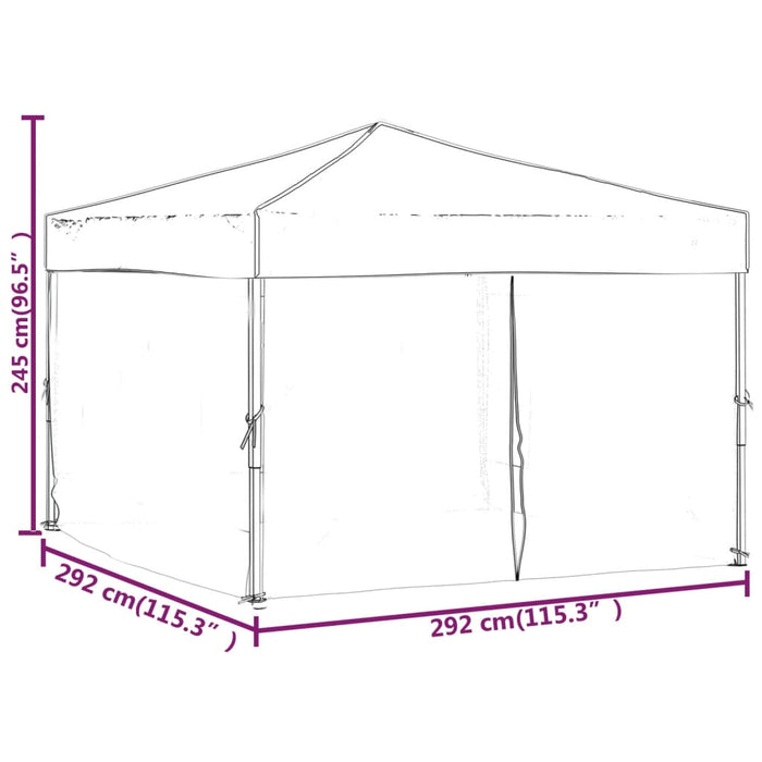 Folding Party Tent With Sidewalls Black 3X3 M Ktptx