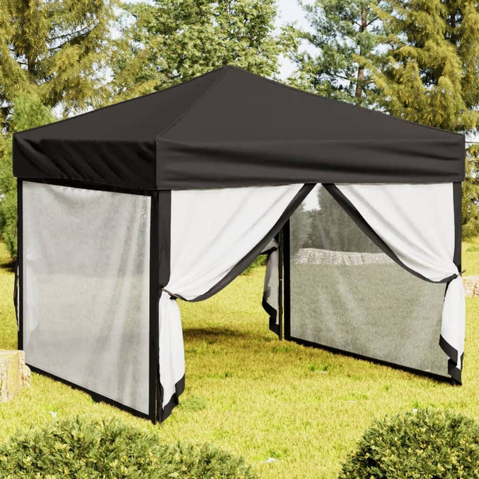 Folding Party Tent With Sidewalls Black 3X3 M Ktptx