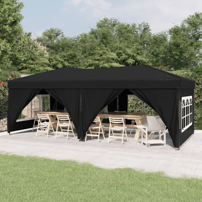 Folding Party Tent With Sidewalls Black 3X6 M Ktpal