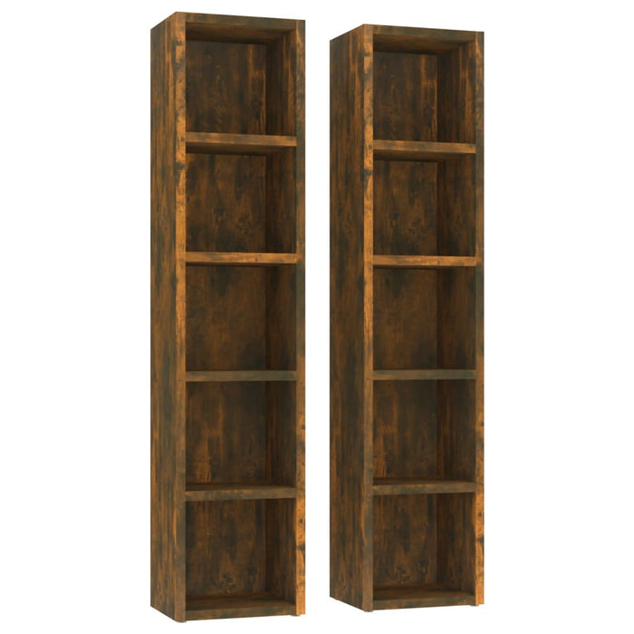 Cd Cabinets 2 Pcs Smoked Oak 21X16X93.5 Cm Engineered Wood Nopton