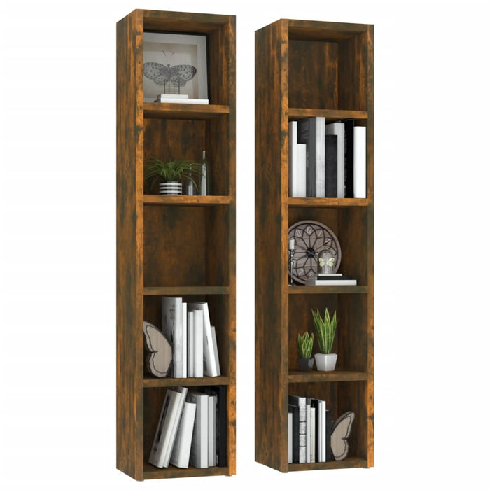 Cd Cabinets 2 Pcs Smoked Oak 21X16X93.5 Cm Engineered Wood Nopton