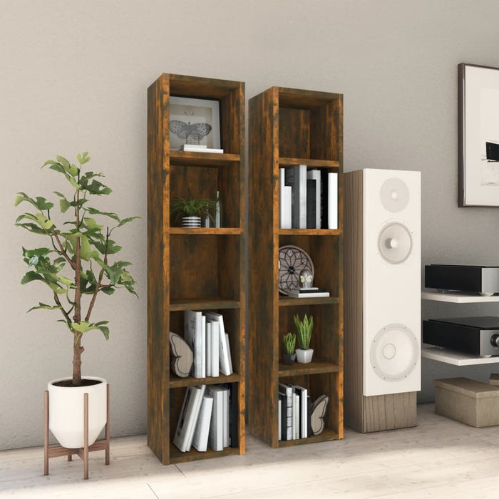 Cd Cabinets 2 Pcs Smoked Oak 21X16X93.5 Cm Engineered Wood Nopton