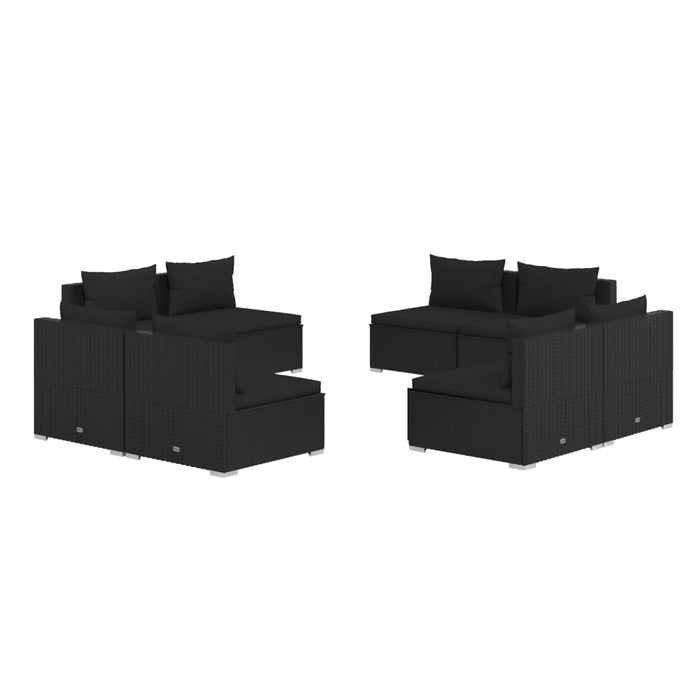 8 Piece Garden Lounge Set With Cushions Poly Rattan Black Toboptl