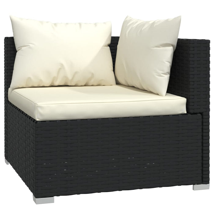 7 Piece Garden Lounge Set With Cushions Poly Rattan Black Toboiok