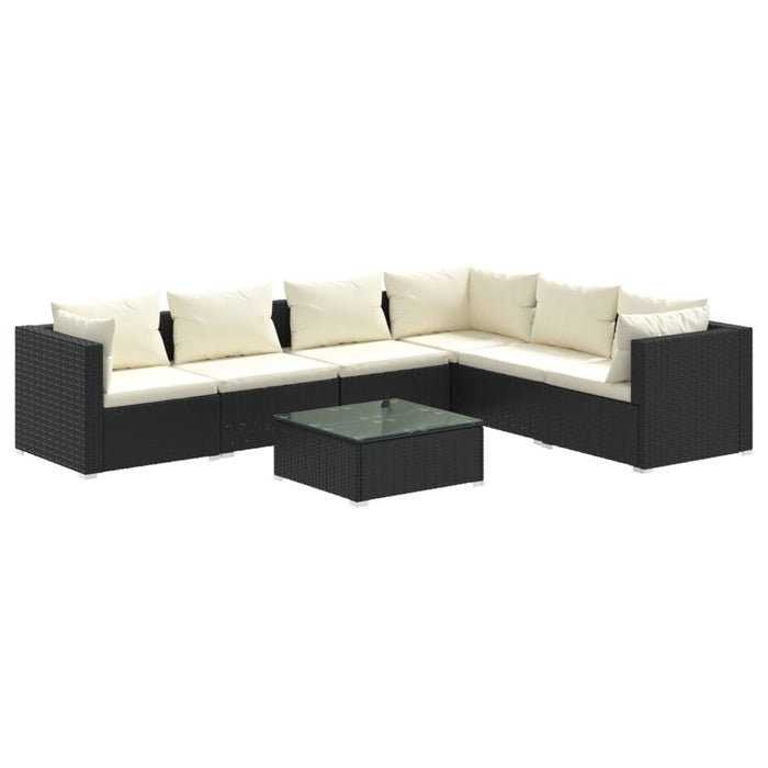 7 Piece Garden Lounge Set With Cushions Poly Rattan Black Toboixi