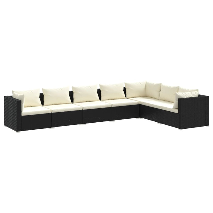 7 Piece Garden Lounge Set With Cushions Poly Rattan Black Toboitp
