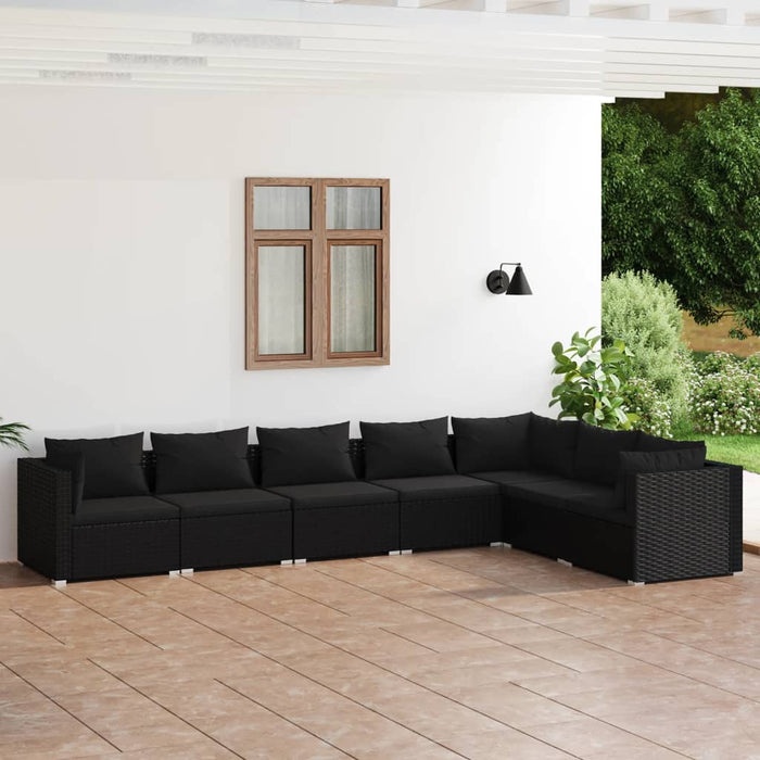 7 Piece Garden Lounge Set With Cushions Poly Rattan Black Toboitl