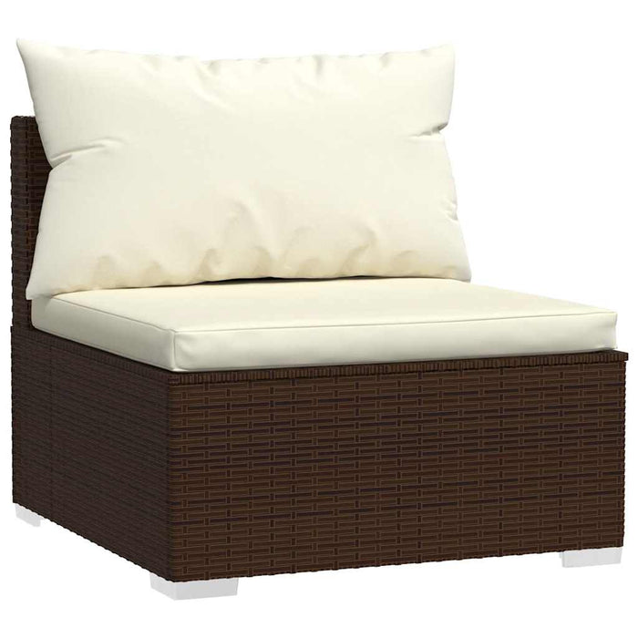 7 Piece Garden Lounge Set With Cushions Poly Rattan Brown Toboitn