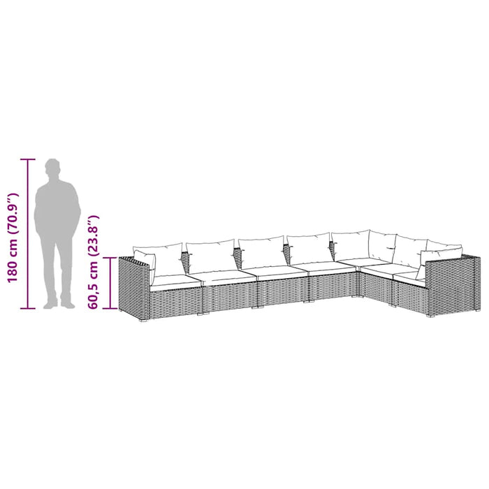 7 Piece Garden Lounge Set With Cushions Poly Rattan Brown Toboitn