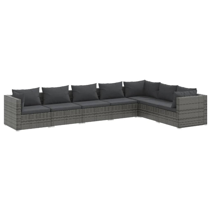 7 Piece Garden Lounge Set With Cushions Poly Rattan Grey Toboiao