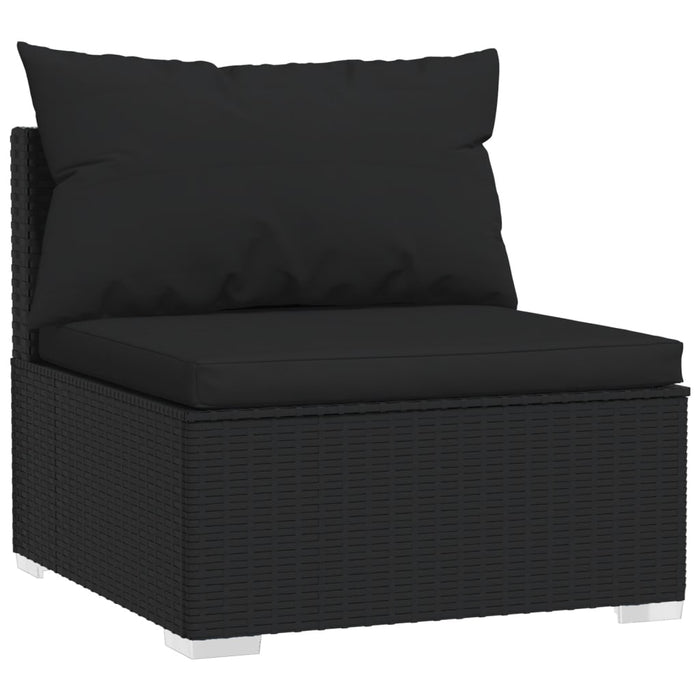 7 Piece Garden Lounge Set With Cushions Poly Rattan Black Toboiaa