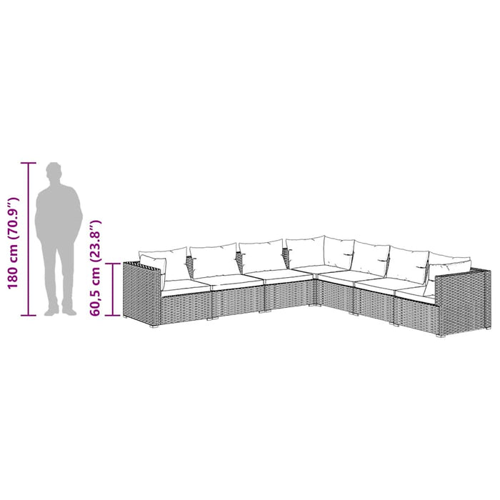 7 Piece Garden Lounge Set With Cushions Poly Rattan Brown Toboial