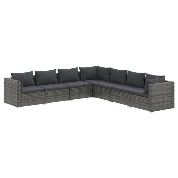 7 Piece Garden Lounge Set With Cushions Poly Rattan Grey Toboiak