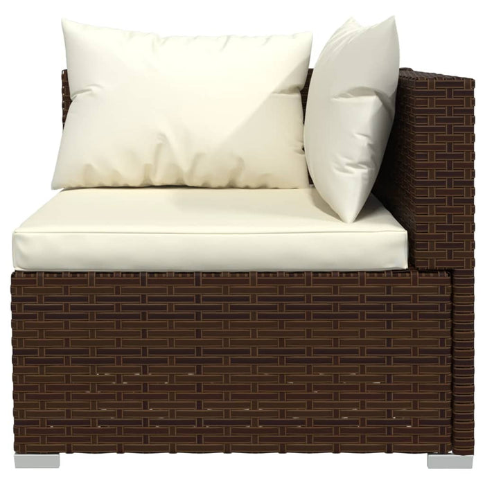 7 Piece Garden Lounge Set With Cushions Poly Rattan Brown Tobonon