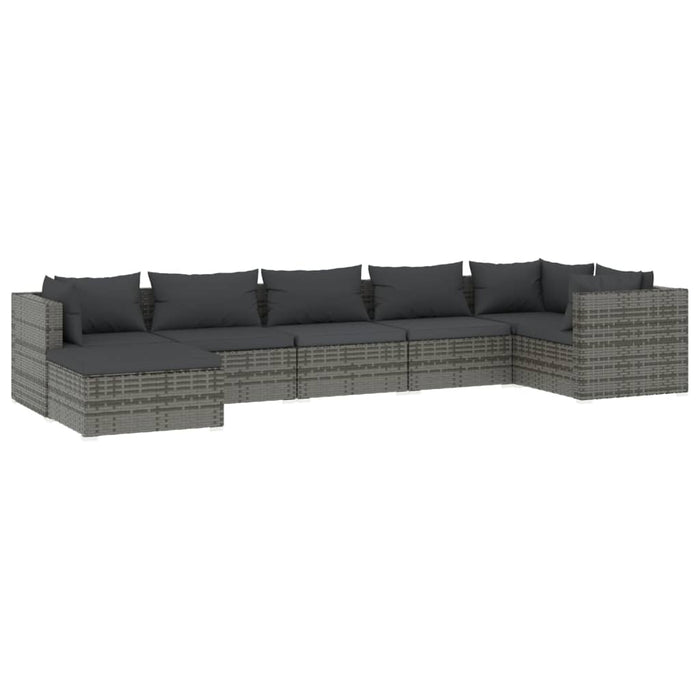 7 Piece Garden Lounge Set With Cushions Poly Rattan Grey Tobonxk