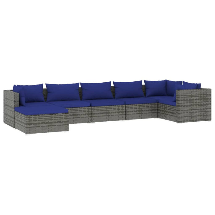 7 Piece Garden Lounge Set With Cushions Poly Rattan Grey Tobontb