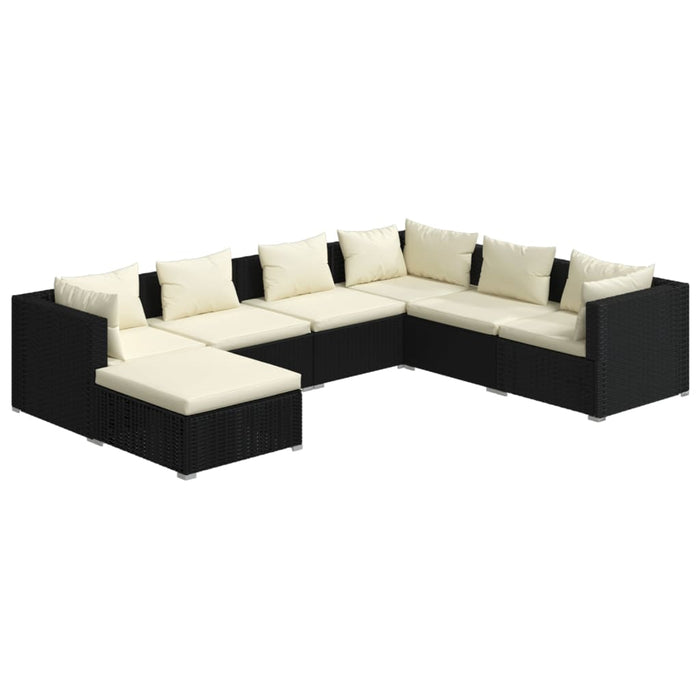 7 Piece Garden Lounge Set With Cushions Poly Rattan Black Tobonto