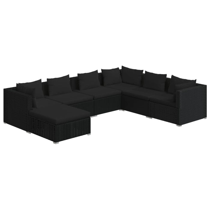 7 Piece Garden Lounge Set With Cushions Poly Rattan Black Tobontx