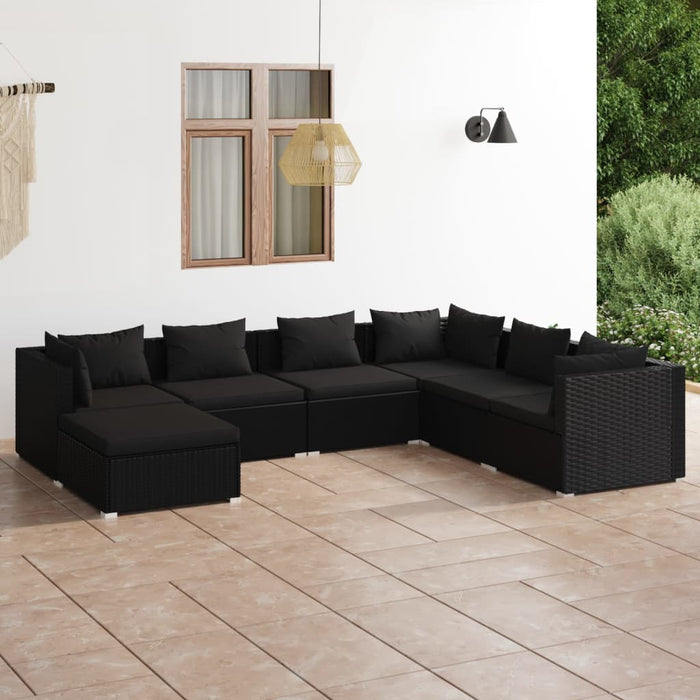 7 Piece Garden Lounge Set With Cushions Poly Rattan Black Tobontx
