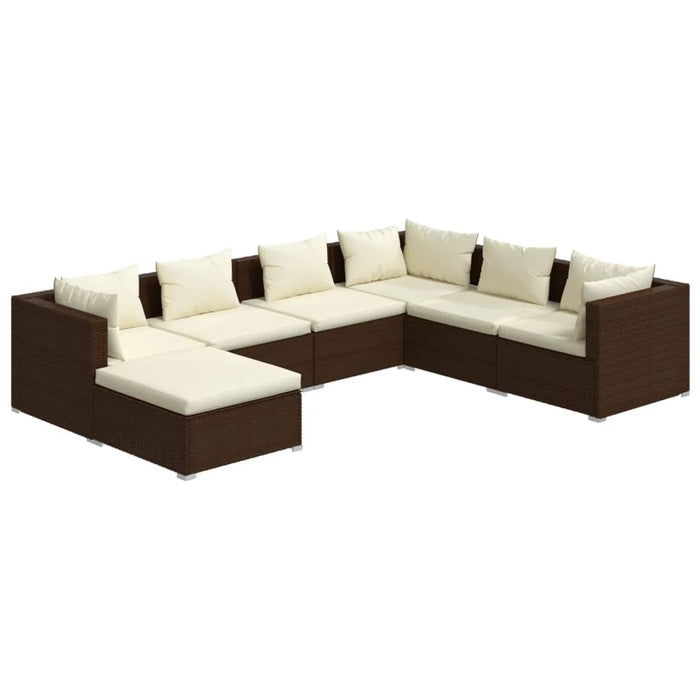 7 Piece Garden Lounge Set With Cushions Poly Rattan Brown Tobonta