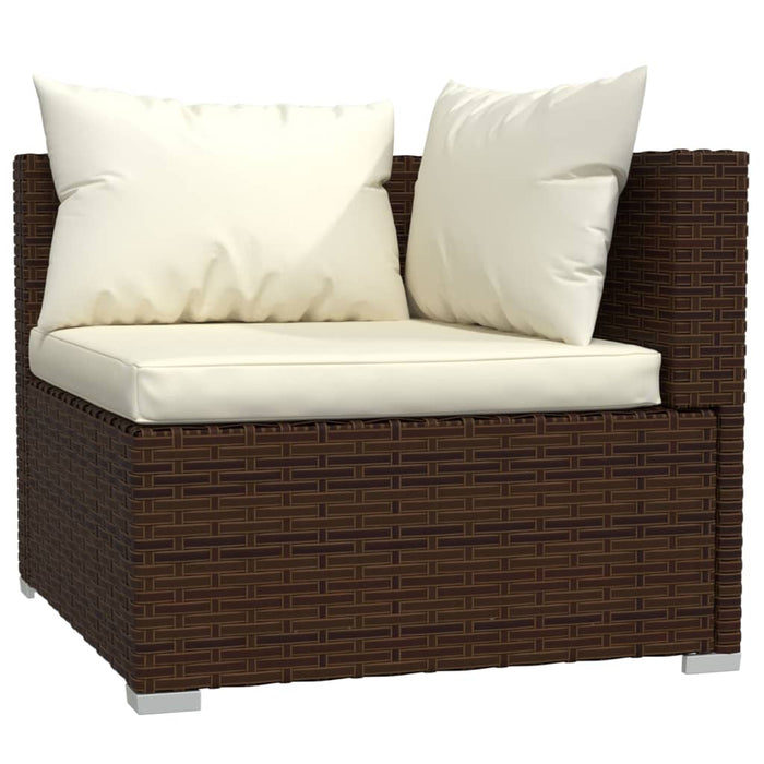 7 Piece Garden Lounge Set With Cushions Poly Rattan Brown Tobonta