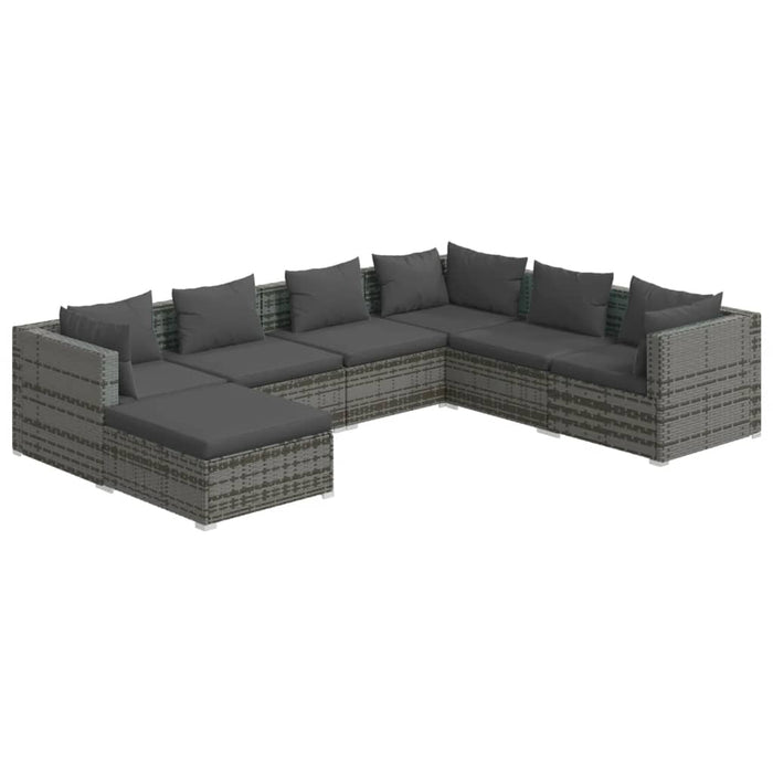 7 Piece Garden Lounge Set With Cushions Poly Rattan Grey Tobonti