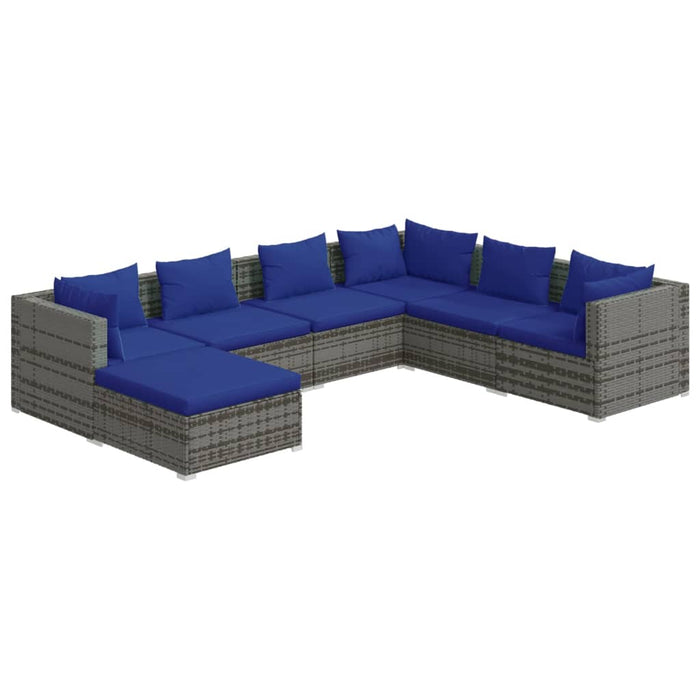 7 Piece Garden Lounge Set With Cushions Poly Rattan Grey Tobontn