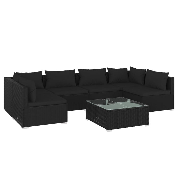 7 Piece Garden Lounge Set With Cushions Poly Rattan Black Tobonnb