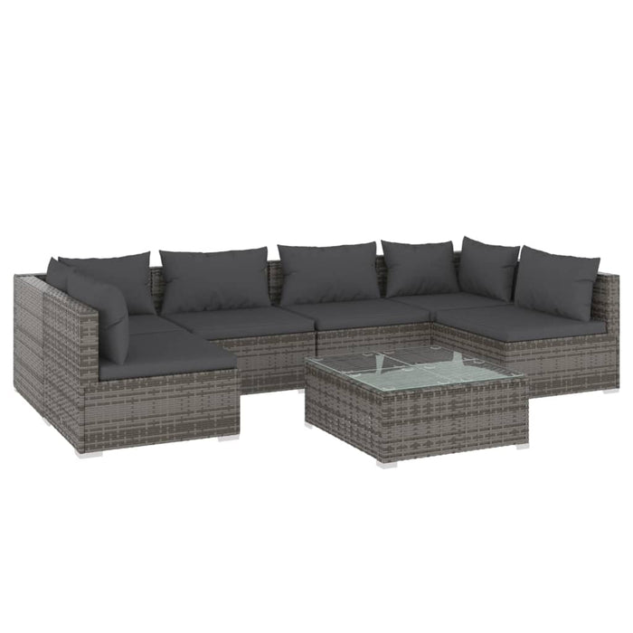 7 Piece Garden Lounge Set With Cushions Poly Rattan Grey Tobonnp