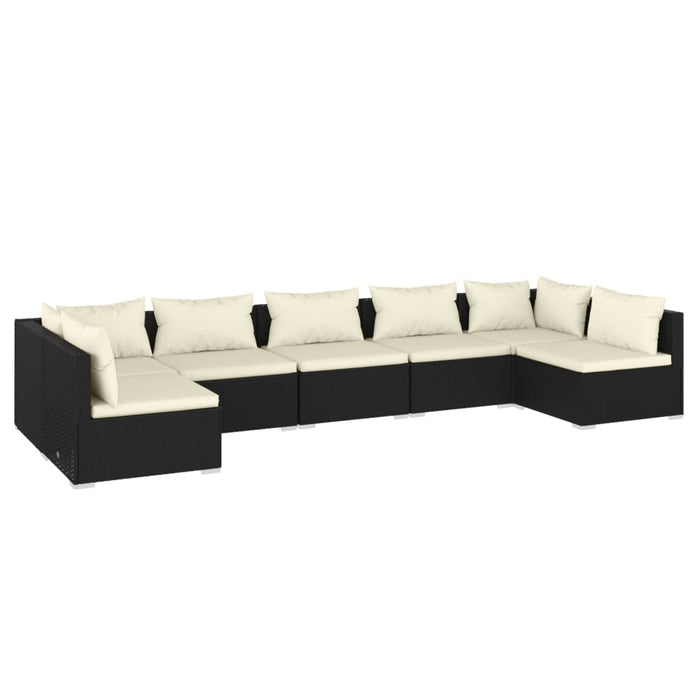 7 Piece Garden Lounge Set With Cushions Poly Rattan Black Tobonni