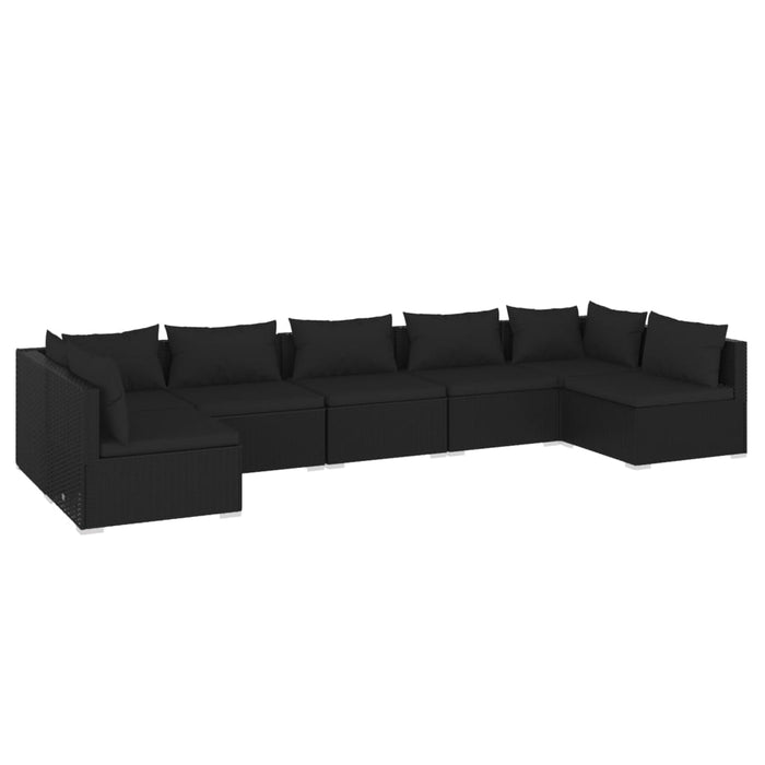 7 Piece Garden Lounge Set With Cushions Poly Rattan Black Tobonnn