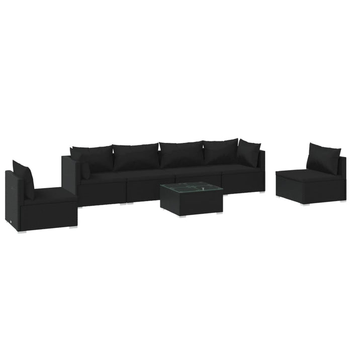 7 Piece Garden Lounge Set With Cushions Poly Rattan Black Tobxxol